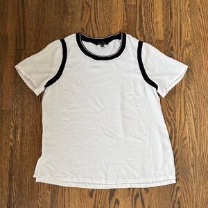 Banana Republic White Blouse with Black Trim